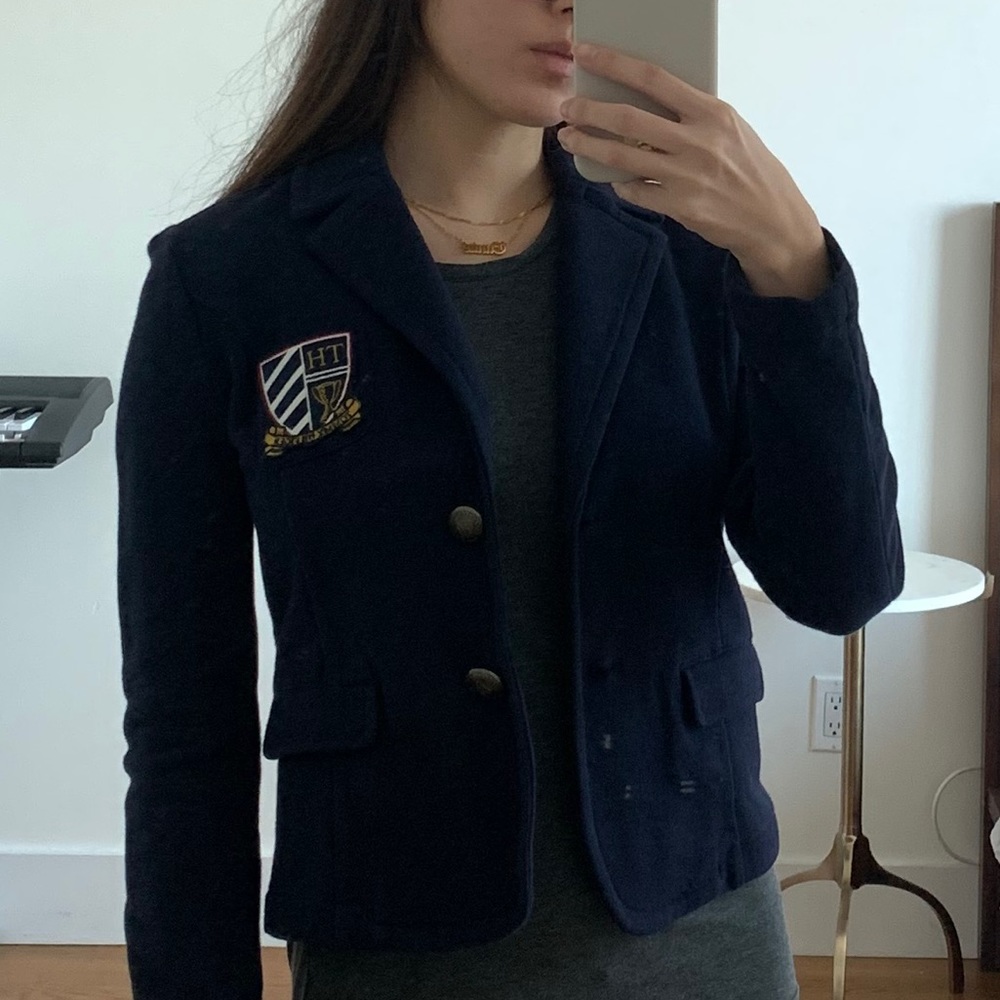 Tommy Hilfiger Navy Blue Cotton Blazer Jacket